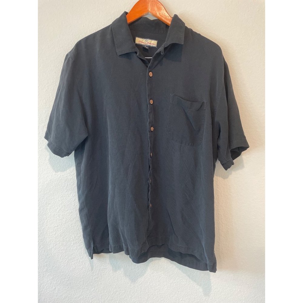 Tommy Bahama Black Silk Tiki Button Down Shirt